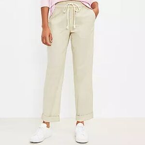 NEW Loft High Waist Cuffed Khaki Relaxed Pants Travel Hiking Med Womens Coastal